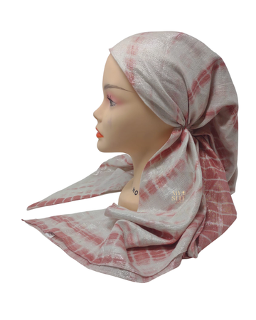 SG CS-05RS Ruby/Silver Lurex Tie Dye Adjustable Pre-Tied Bandanna myselflingerie.com